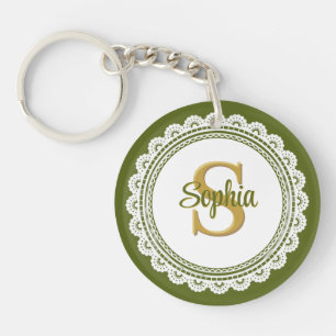 Nom de monogramme élégant en vert olive vintage en