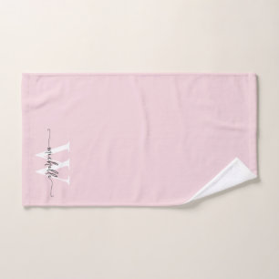 Nom de monogramme rose pâle moderne écriture stylé