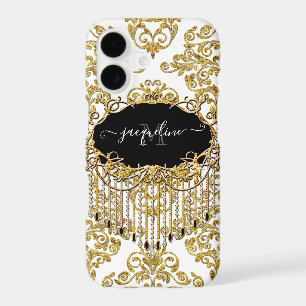 Nom de monogramme scintillant de paillettes dorées