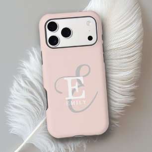 Nom de monogramme unique élégant rose blush fémini
