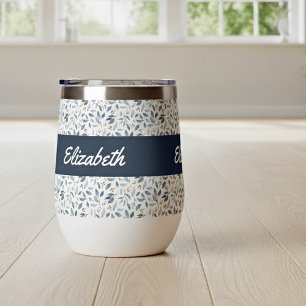 Nom de motif botanique à l'aquarelle bleue