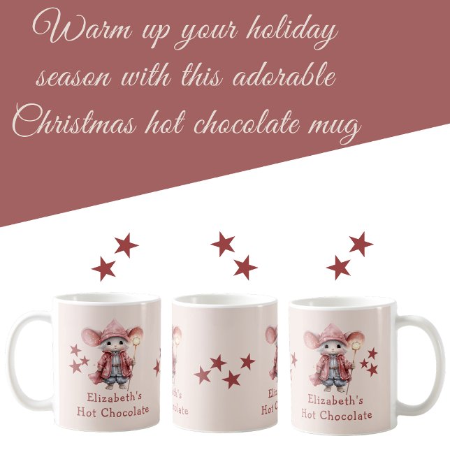 Nom de Noël souris rose chocolat chaud tasse (Créateur téléchargé)