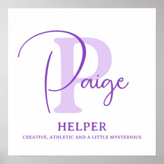 Nom de Paige signifiant texte violet affiche perso