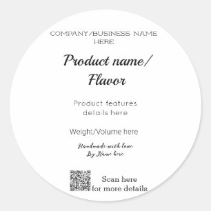 Nom de produit étiquette avec ses détails nom de s