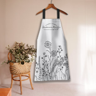 Nom de script élégant Joli motif floral Tablier