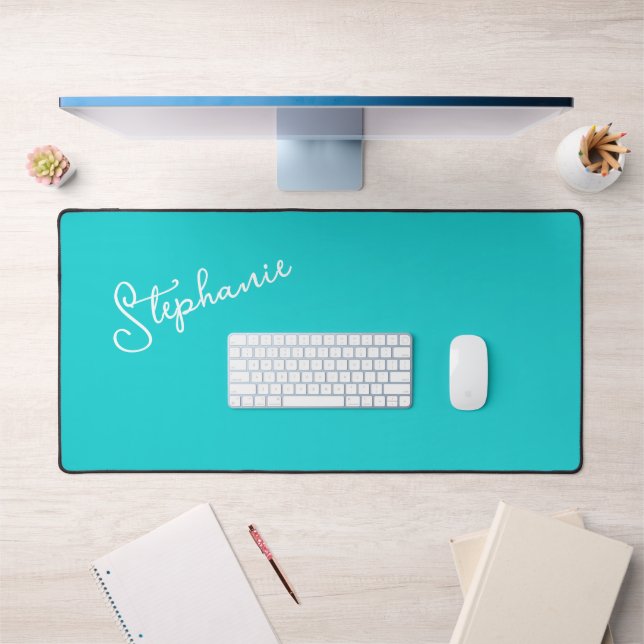 Nom de script personnalisé minimaliste Turquoise (Bureau 1)