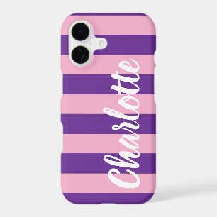 Nom de script rayé rose violet