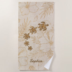 Nom de serviette de plage personnalisée Sea Turtle