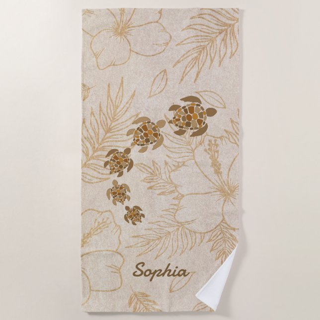 Nom de serviette de plage personnalisée Sea Turtle (Devant)