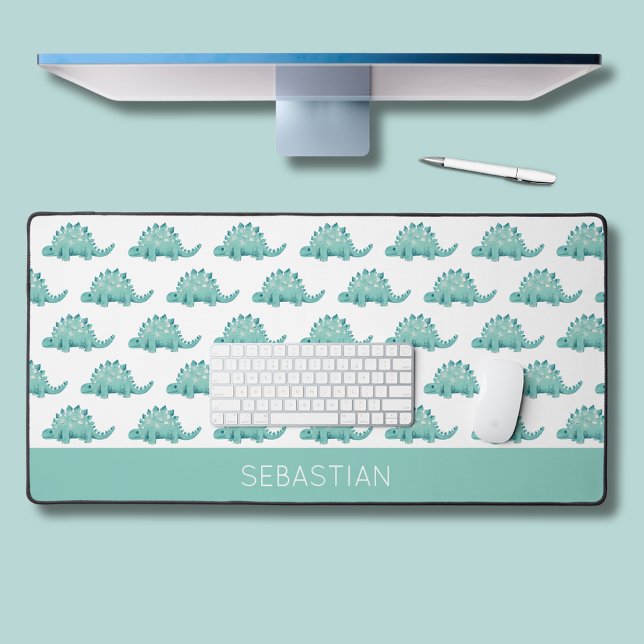 Nom de Stegosaurus Dinosaur (Stegosaurus dinosaur personalized desk mat for laptop.  Kids homework or office)