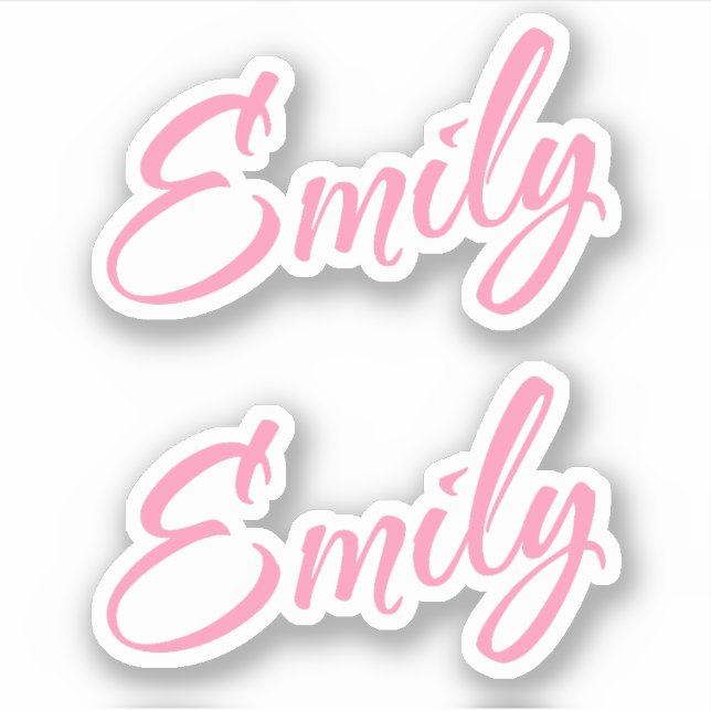 Nom décoratif Emily en Sticker rose x2 (Devant)