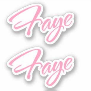 Nom décoratif Faye en Sticker rose x2
