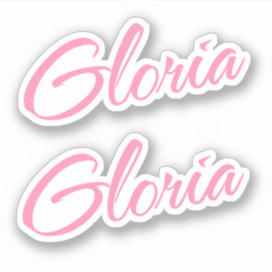 Nom décoratif Gloria en Sticker rose x2