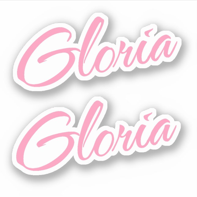 Nom décoratif Gloria en Sticker rose x2 (Devant)