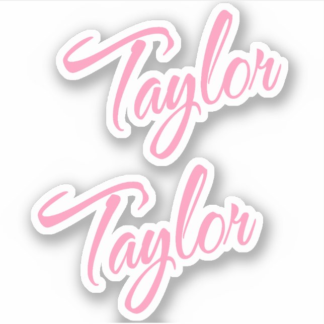 Nom décoratif Taylor en Sticker rose x2 (Devant)