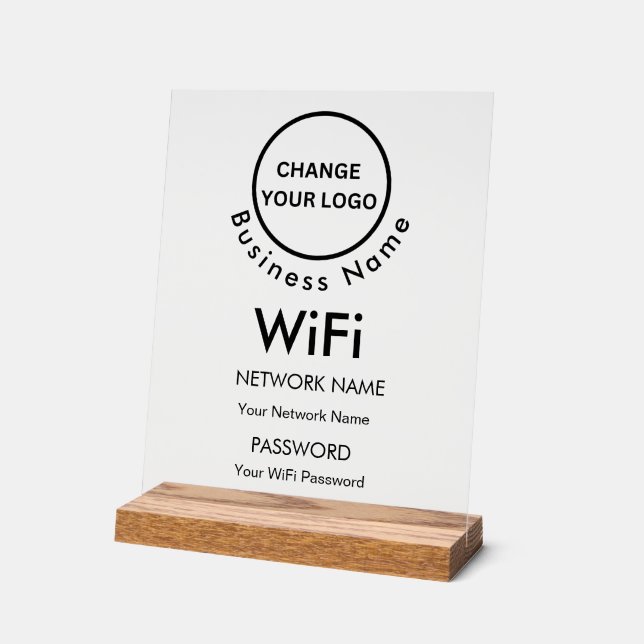 Nom d'entreprise personnalisé Détails et logo Wifi (Angle)