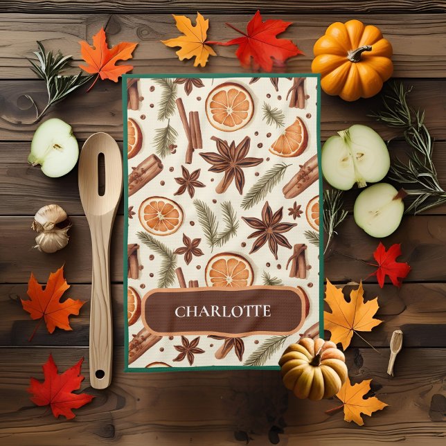 Nom d'épice d'automne personnalisé Serviette de cu (Créateur téléchargé)