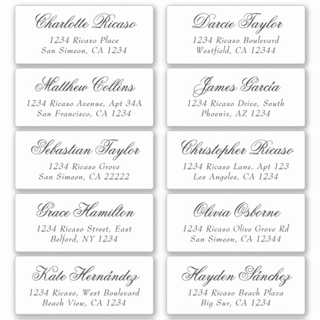 Nom des invités Adresse Étiquette d'expédition per (Devant)