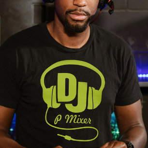 Nom DJ casque de téléphone chaux vert t-shirt grap