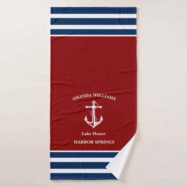 Nom du bateau Ancre Ensemble de serviettes de bain (Serviette de bain)