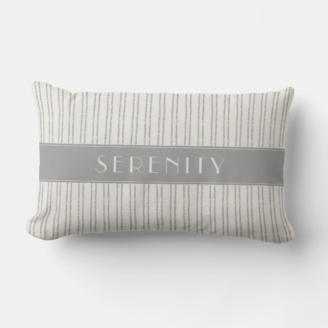 Nom du bateau Coussin extérieur gris rayé marine (Recto)