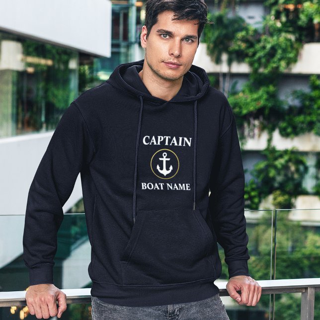 Nom du bateau du capitaine nautique Ancre Sweat -  (Customize to change text size. Choose from a variety of colors and styles.)