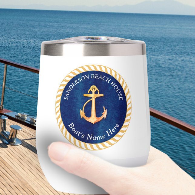Nom du bateau nautique Ancre corde Marine bleu jau (Créateur téléchargé)