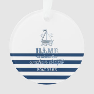 Nom du bateau nautique, Ancre Marine Bleu rayé