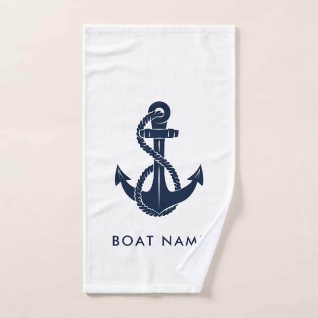 Nom du bateau nautique personnalisé Marine Ancre b (Serviette à main)