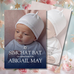 Nom du bébé Simchat Bat Photo simple Invitation
