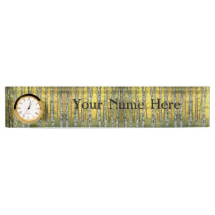 Nom du bureau Plaque avec option Horloge - Automne