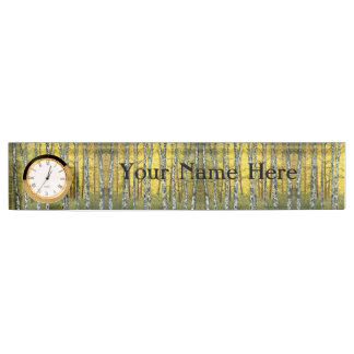Nom du bureau Plaque avec option Horloge - Automne