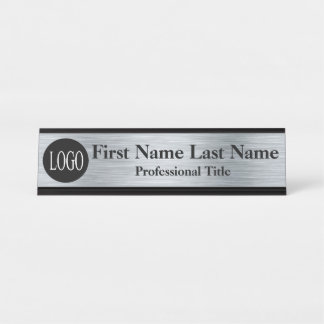 Nom du bureau Plaque couleur argent logo