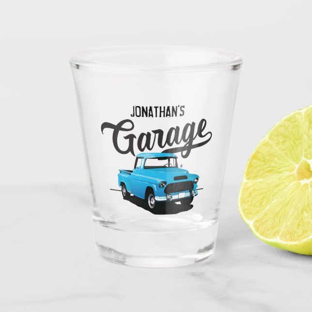 Nom du camion Vintage bleu Verre de tir personnali (Devant)
