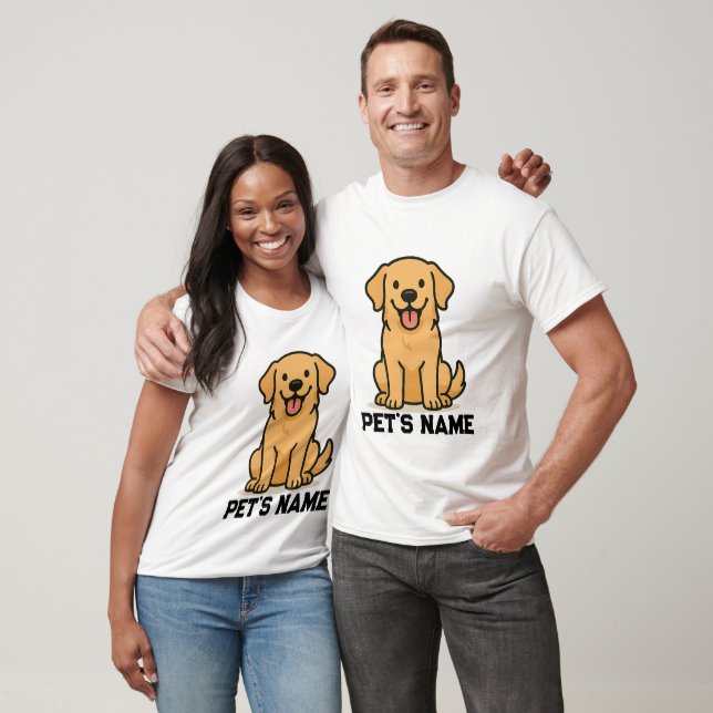 Nom du chien T-shirt rétrificateur doré personnali (Unisexe)