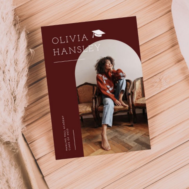 Nom du diplômé Faire-part d'études Red Arch (Créateur téléchargé)