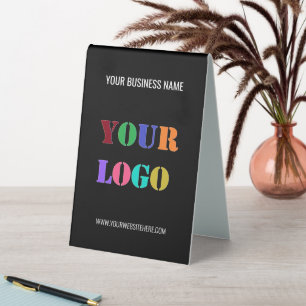Nom du logo Site Web Table d'affaires Tente Signe