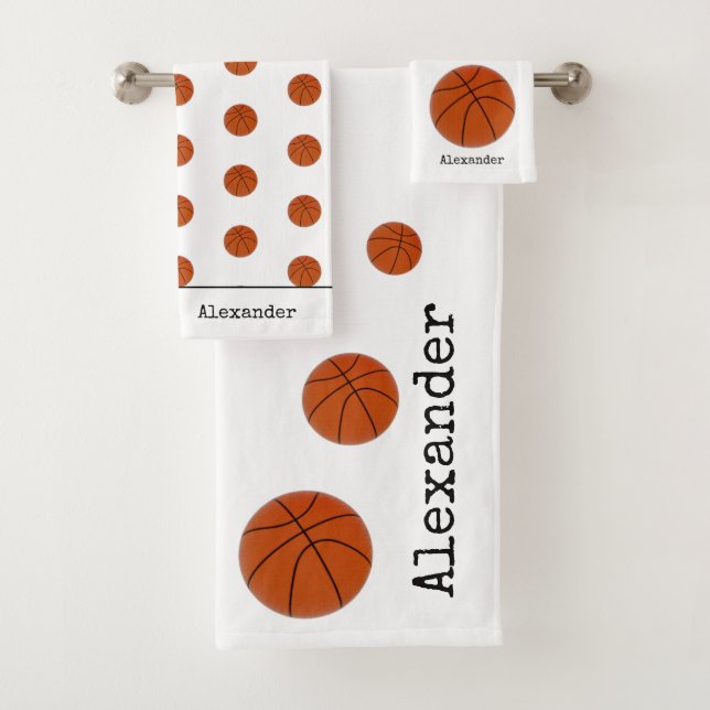 Nom du monogramme Basketball Orange en blanc (En situation)