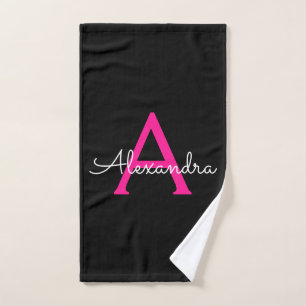Nom du monogramme de script de la fille noire rose