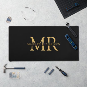 Nom du monogramme d'or noir Bureau des initiales