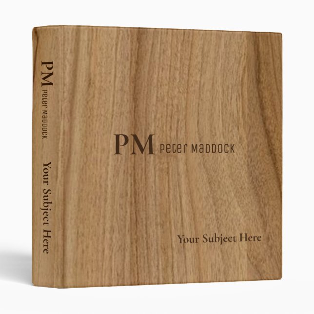 Nom du monogramme du Classeur de bois rustique (Devant/Côté)