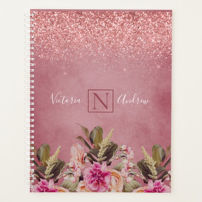 Nom du monogramme Élégant Floral Rustic Mariage (Devant)