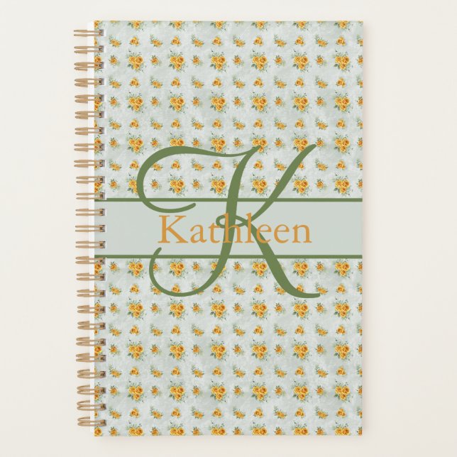 Nom du monogramme Floral jaune initial (Devant)