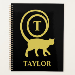 Nom du monogramme Kitty initial Chat Lover Black G