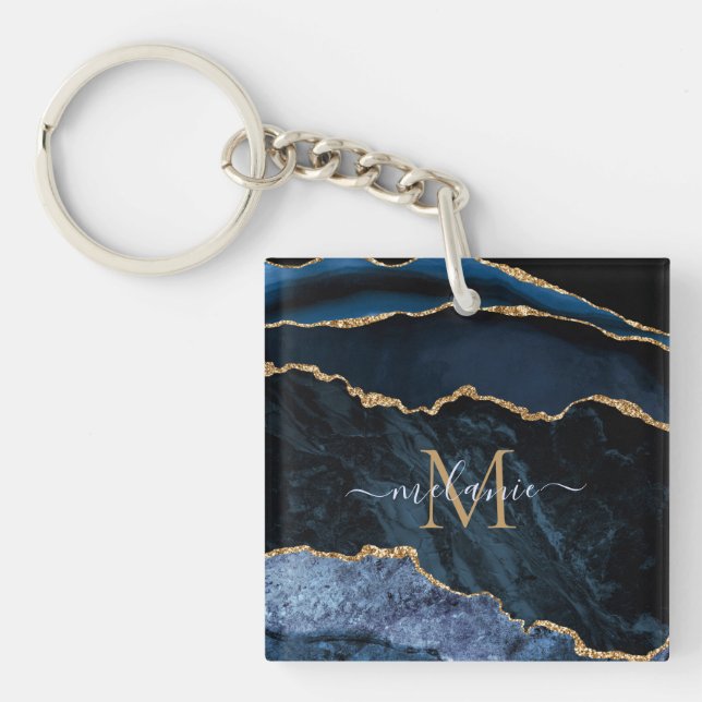 Nom du monogramme Marine Porte - clé en marbre ble (Devant)