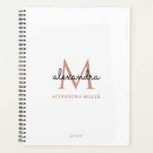 Nom du monogramme minimaliste en or Rose noir blan