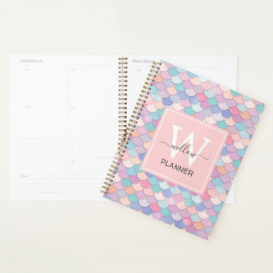 Nom du monogramme moderne Première sirène rose pâl