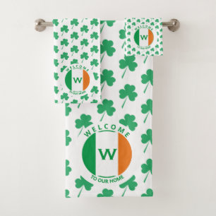 Nom du monogramme moderne Shamrock du drapeau irla