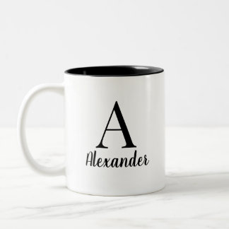 Nom du monogramme noir personnalisé Café Mug