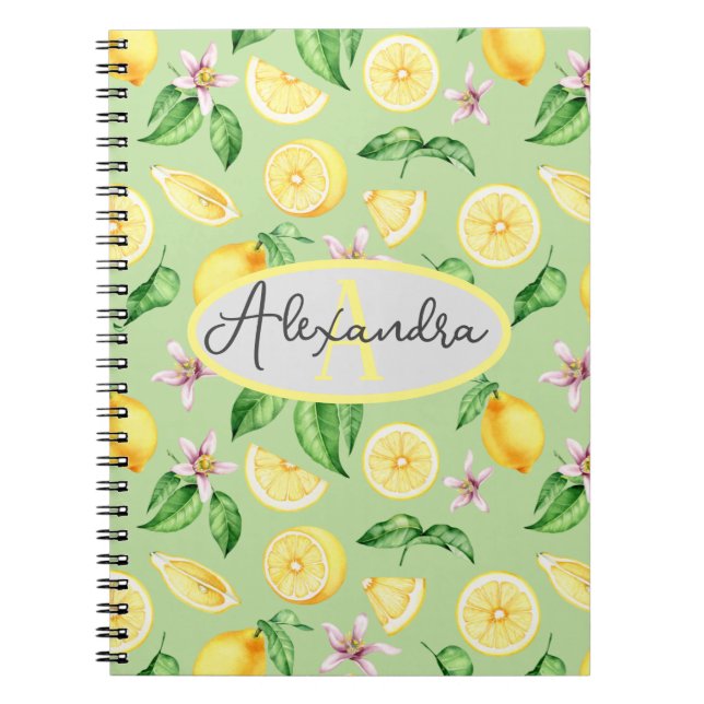 Nom du monogramme personnalisé Carnet spiral citro (Devant)